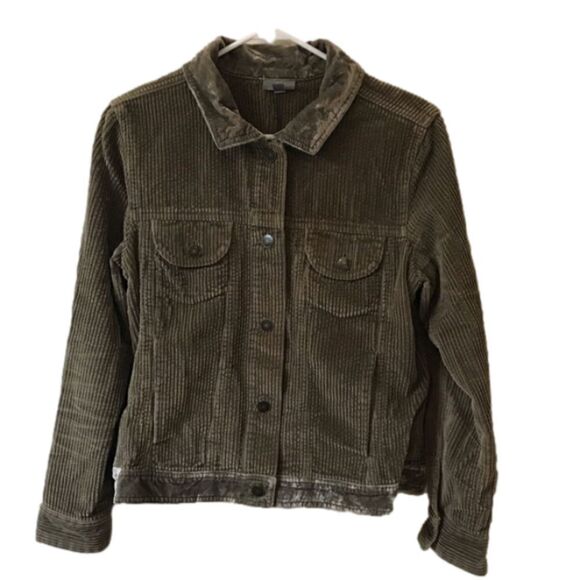 J. Jill Dark Green Corduroy Button Down Jacket - Picture 1 of 8
